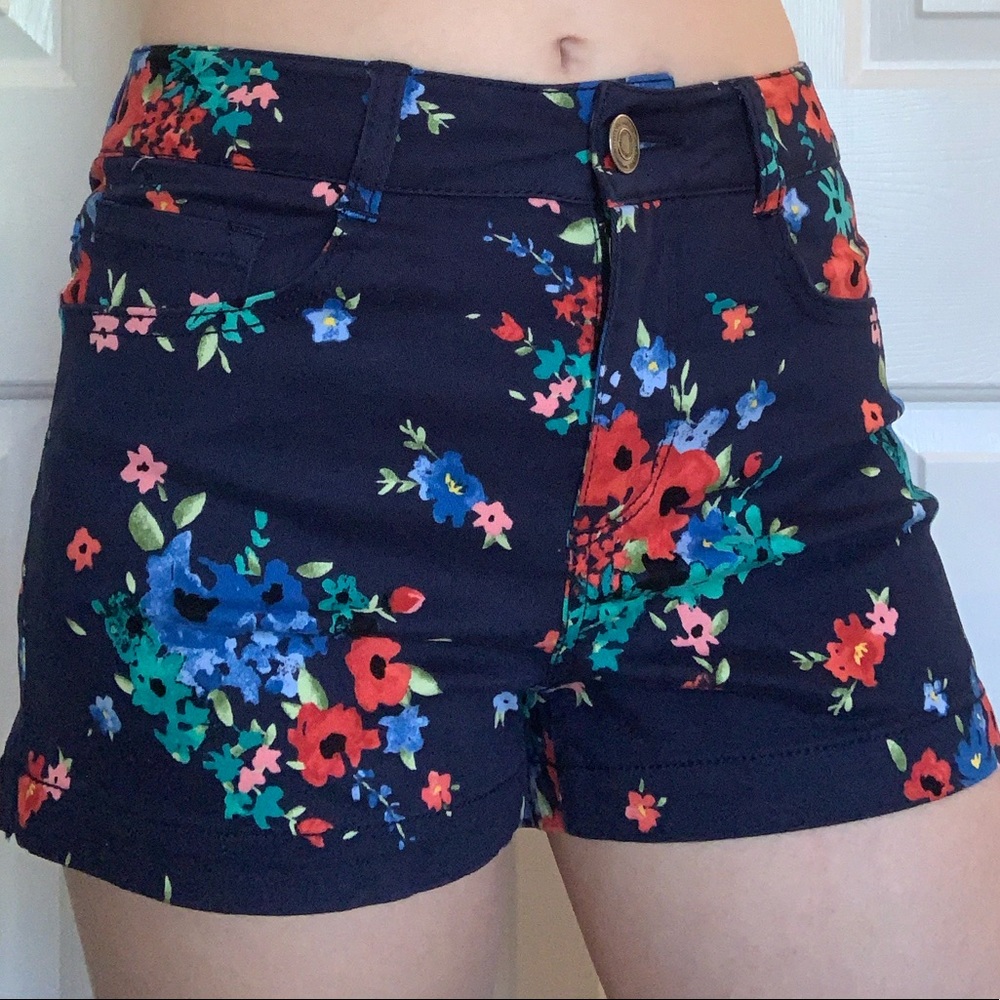 Navy blue & floral shorts